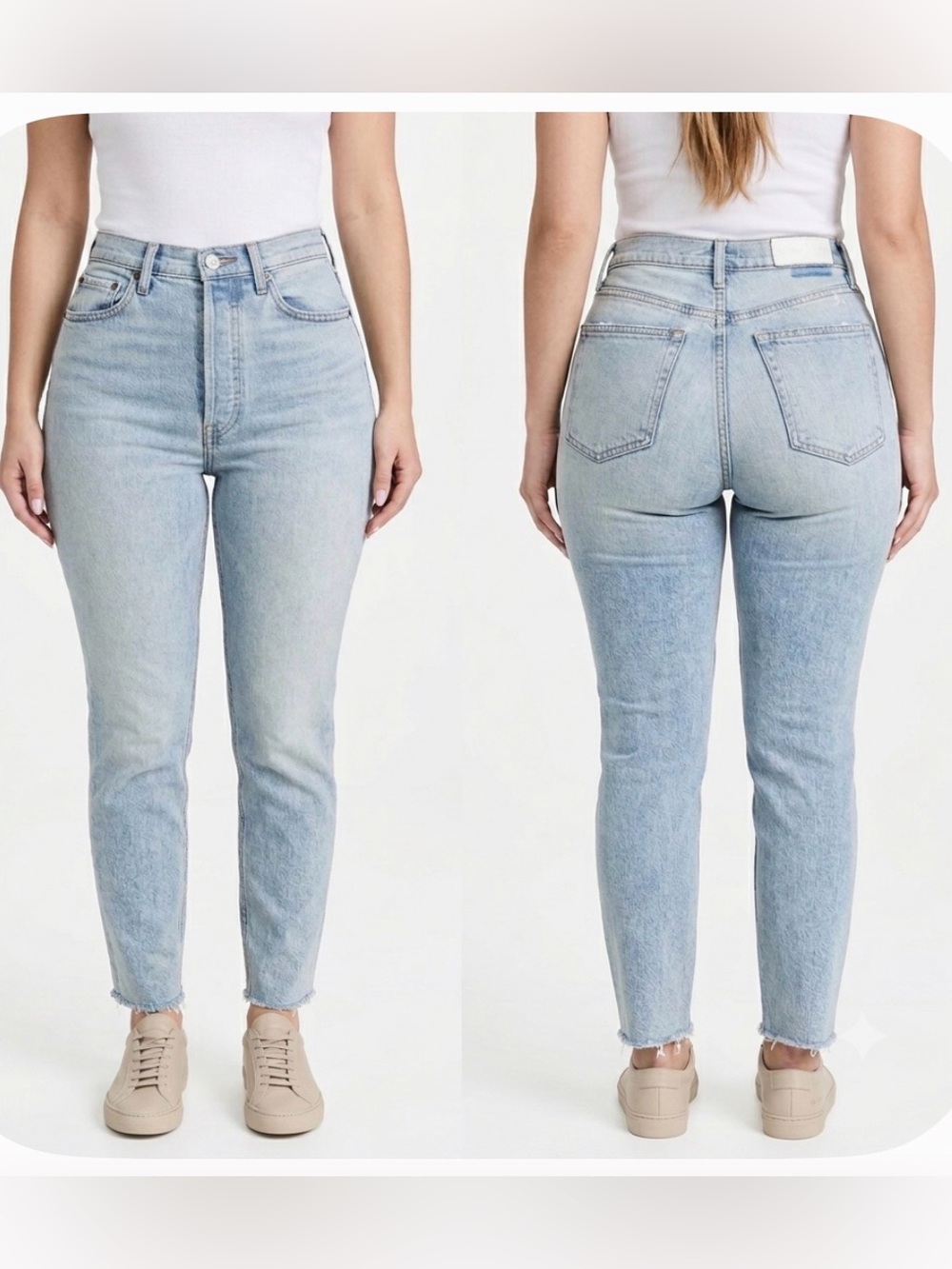 RE/DONE "Caro" High-Rise Straight Jeans — Sunbleached Indigo (Size 26)